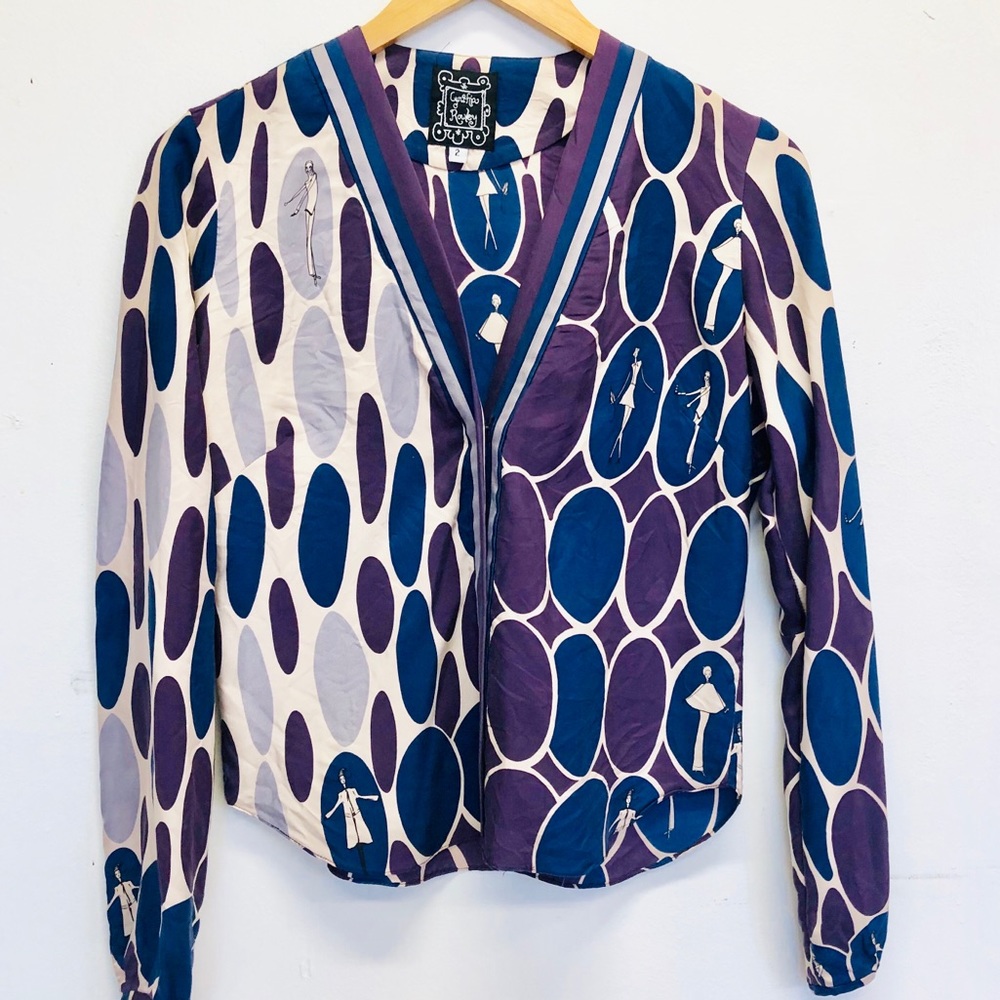 Cynthia Rowley Vintage 100% Silk Button-Down Top 2
